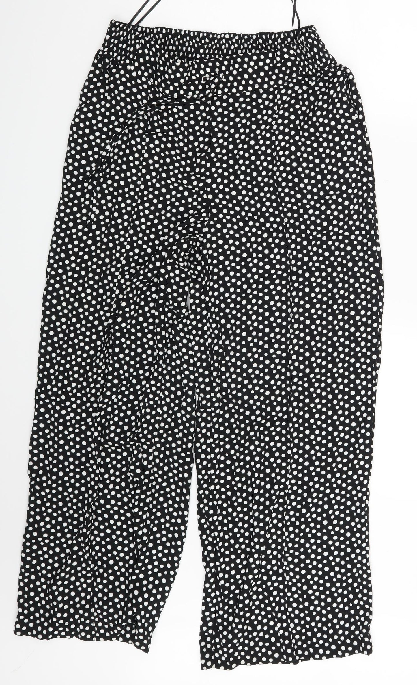 M&S Womens Black Polka Dot  Sweatpants Trousers Size 14 L27 in