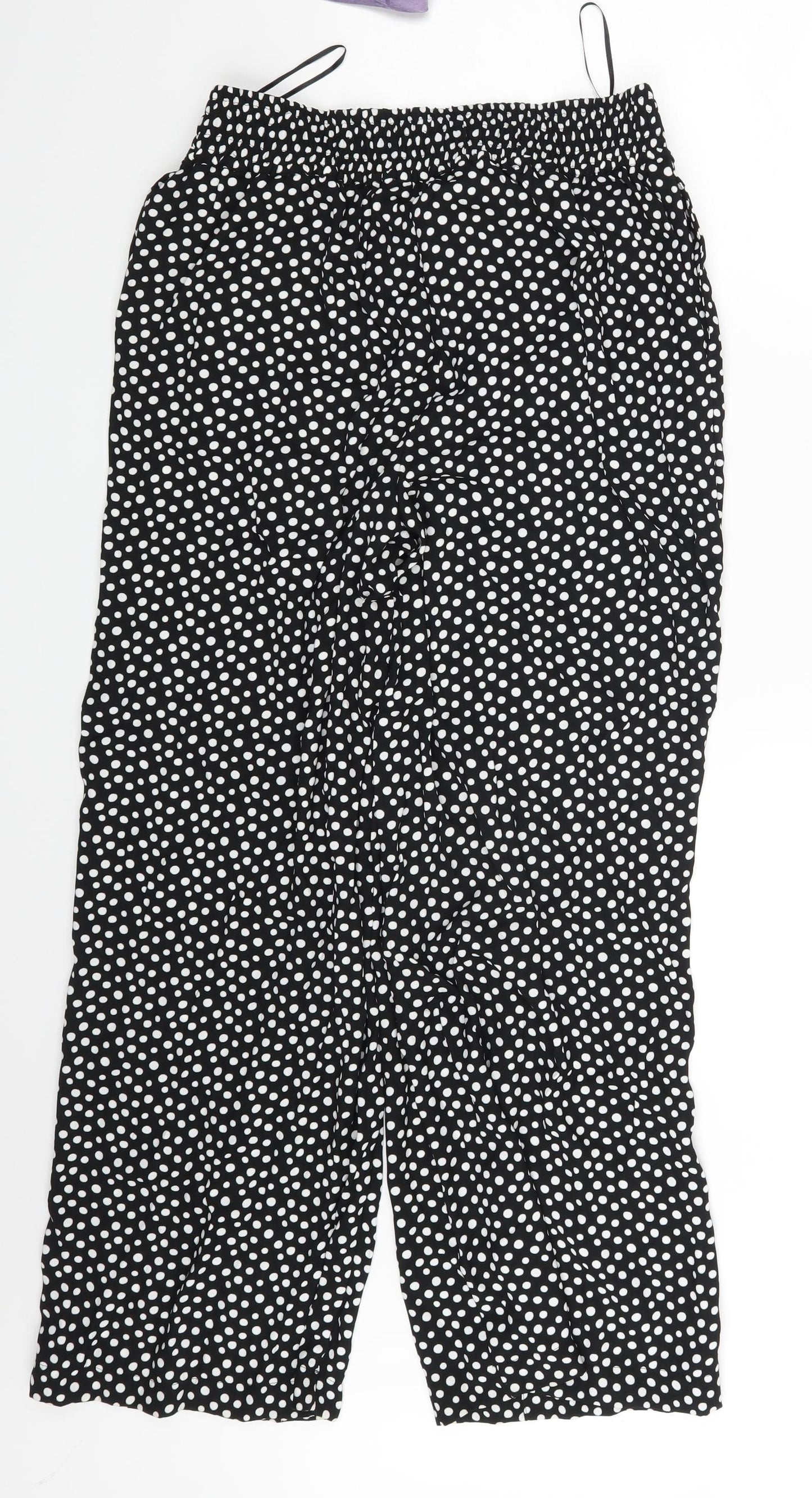 M&S Womens Black Polka Dot  Sweatpants Trousers Size 14 L27 in