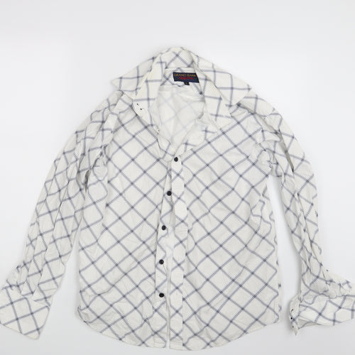 Grand Banks Mens White Check   Button-Up Size S