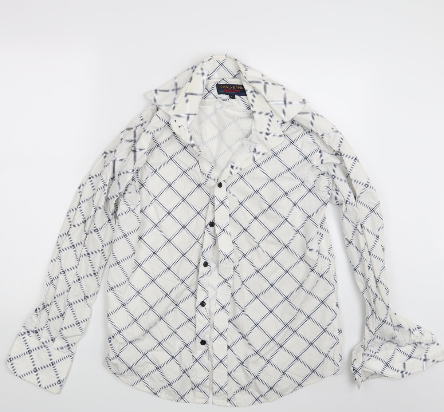 Grand Banks Mens White Check   Button-Up Size S