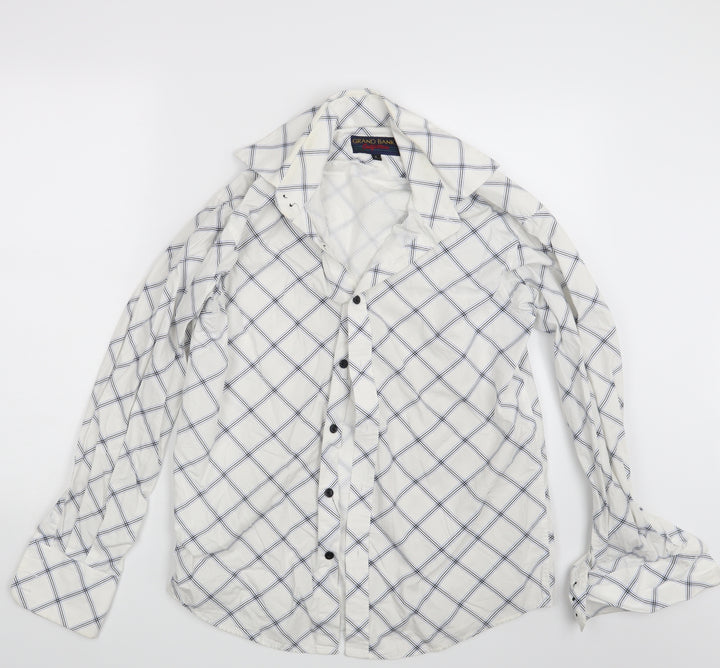 Grand Banks Mens White Check   Button-Up Size S