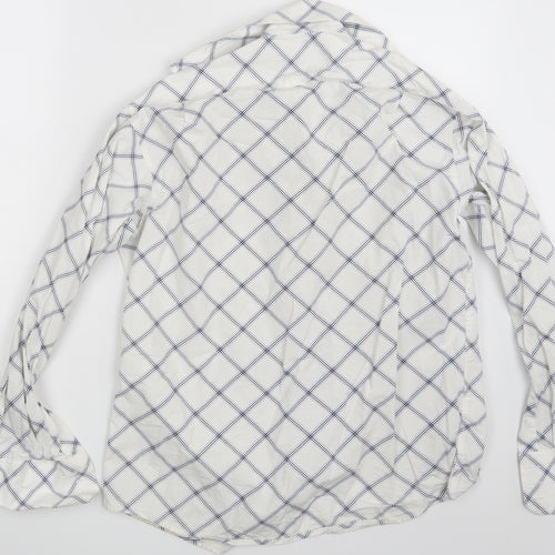 Grand Banks Mens White Check   Button-Up Size S