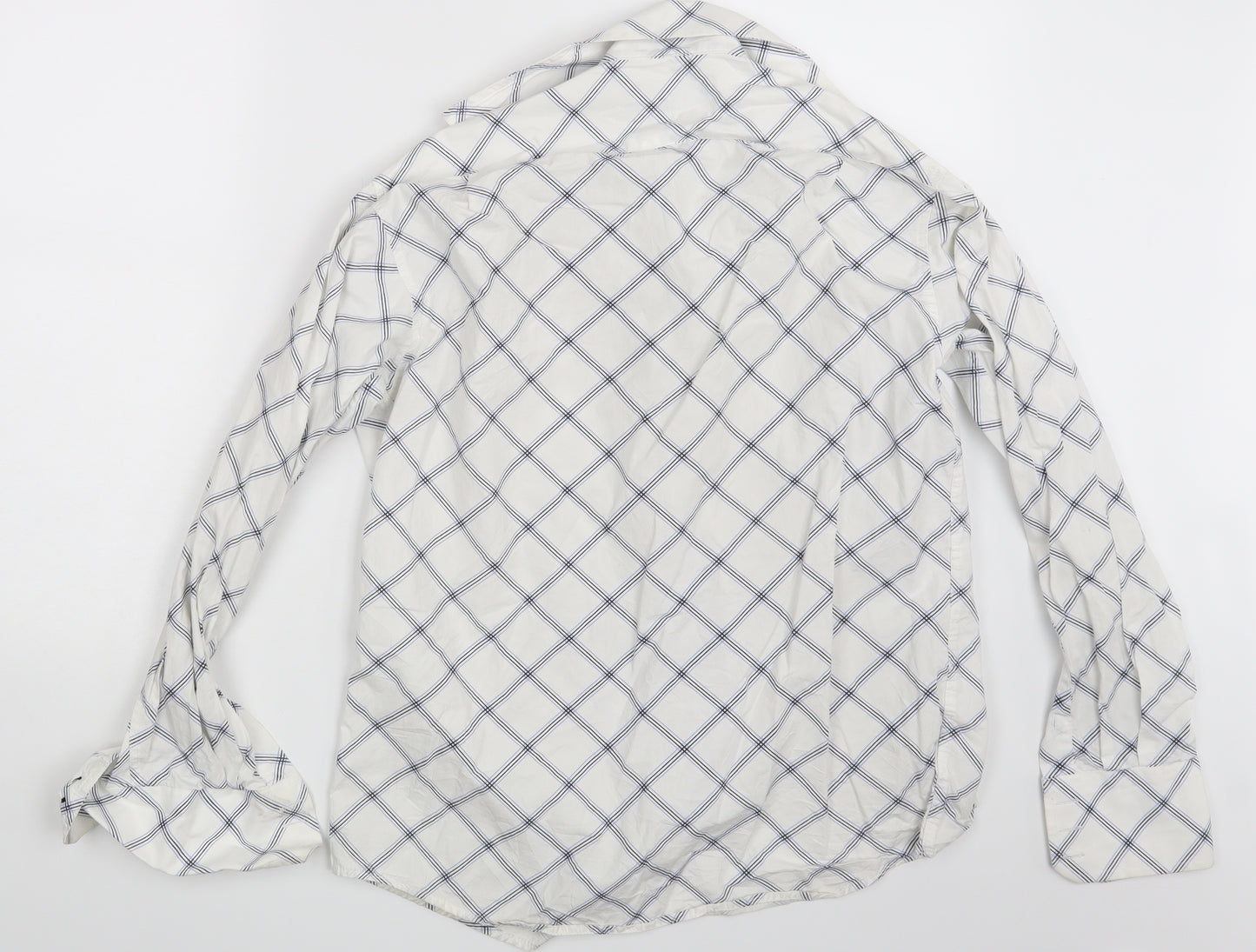 Grand Banks Mens White Check   Button-Up Size S