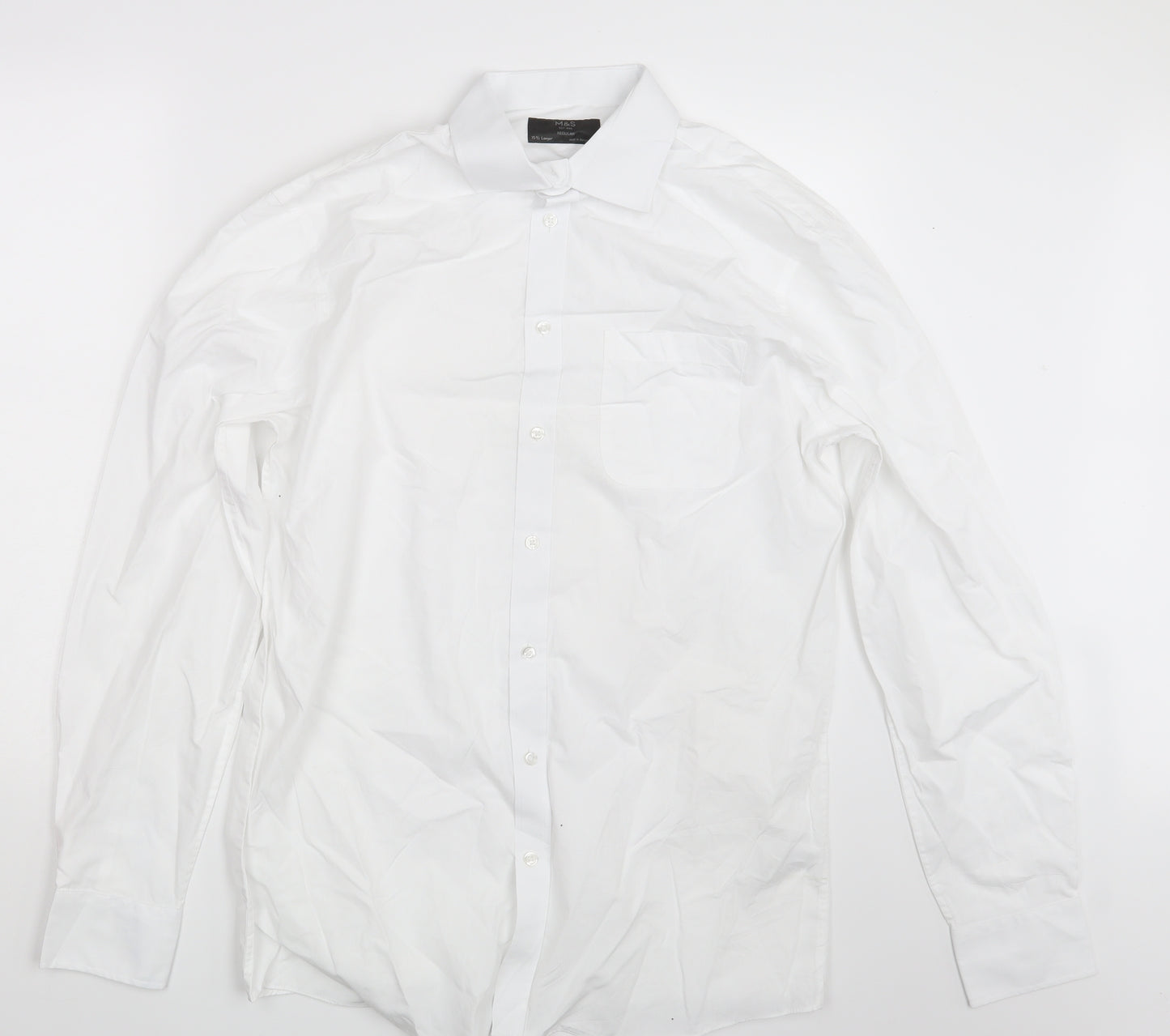 m&S Mens White    Button-Up Size 15.5