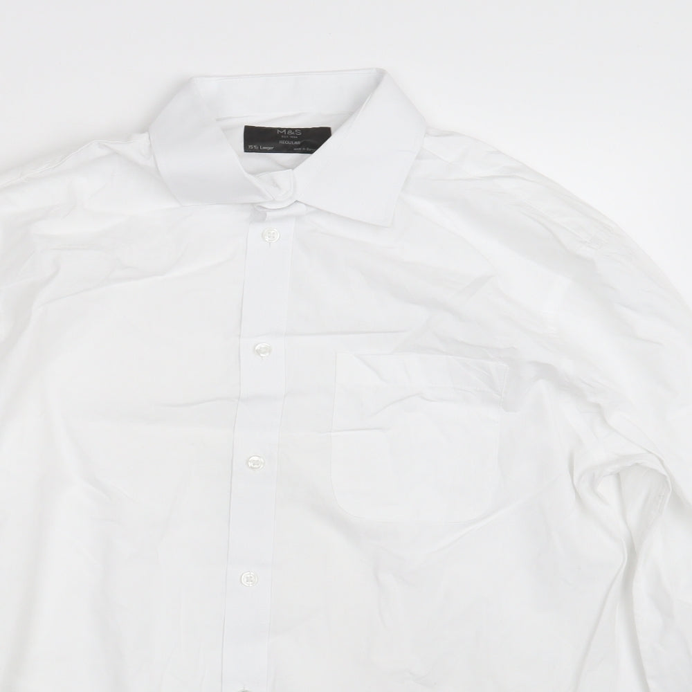 m&S Mens White    Button-Up Size 15.5