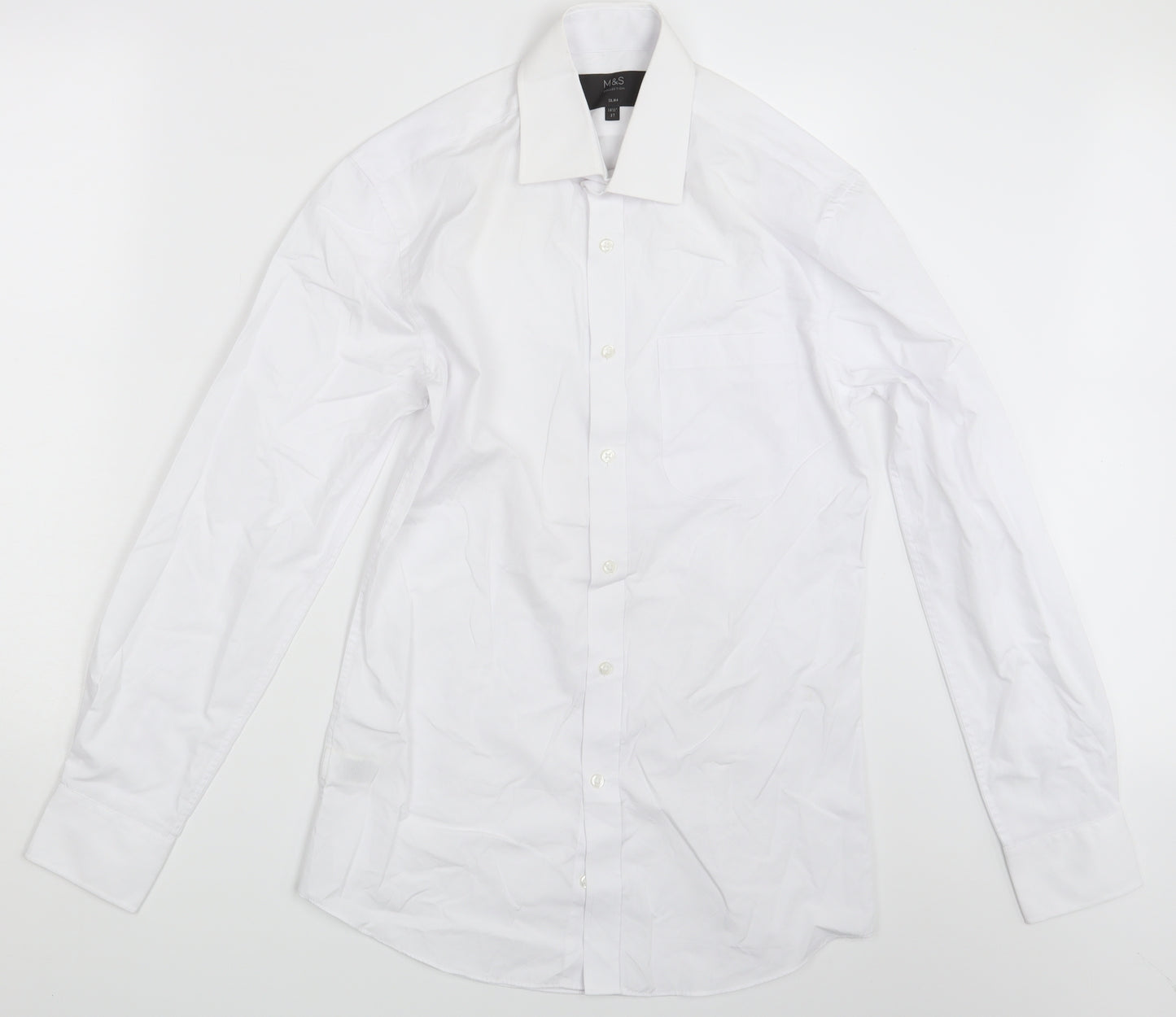M&S Mens White    Button-Up Size 14.5
