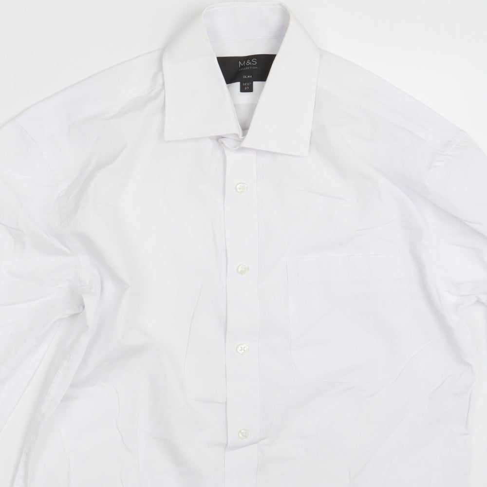 M&S Mens White    Button-Up Size 14.5
