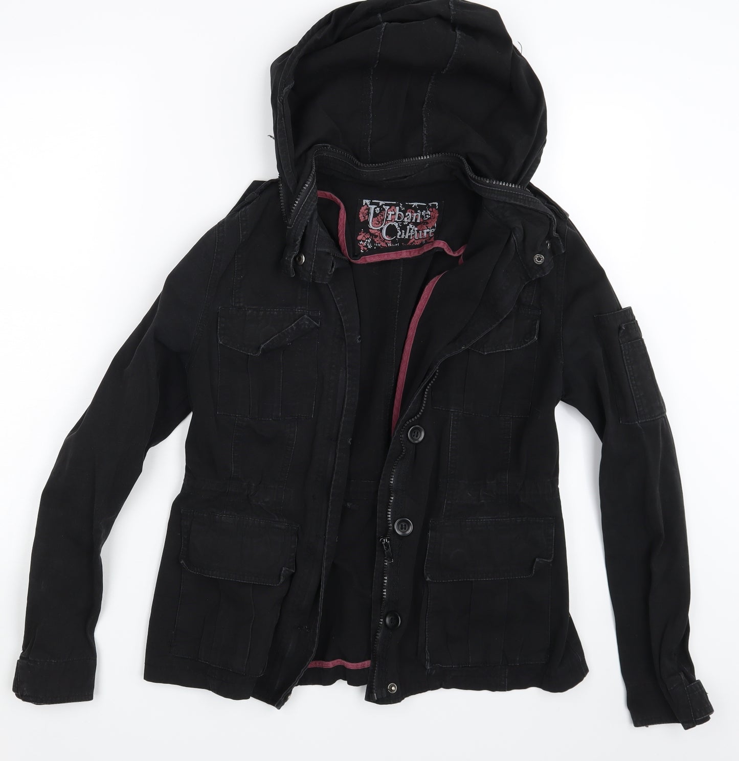 Urban Culture Womens Black  Denim Jacket Coat Size 12