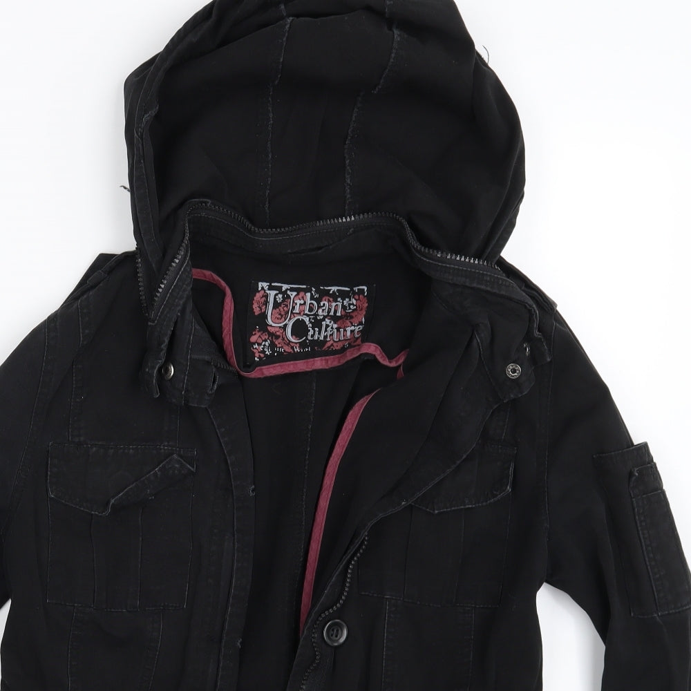 Urban Culture Womens Black  Denim Jacket Coat Size 12