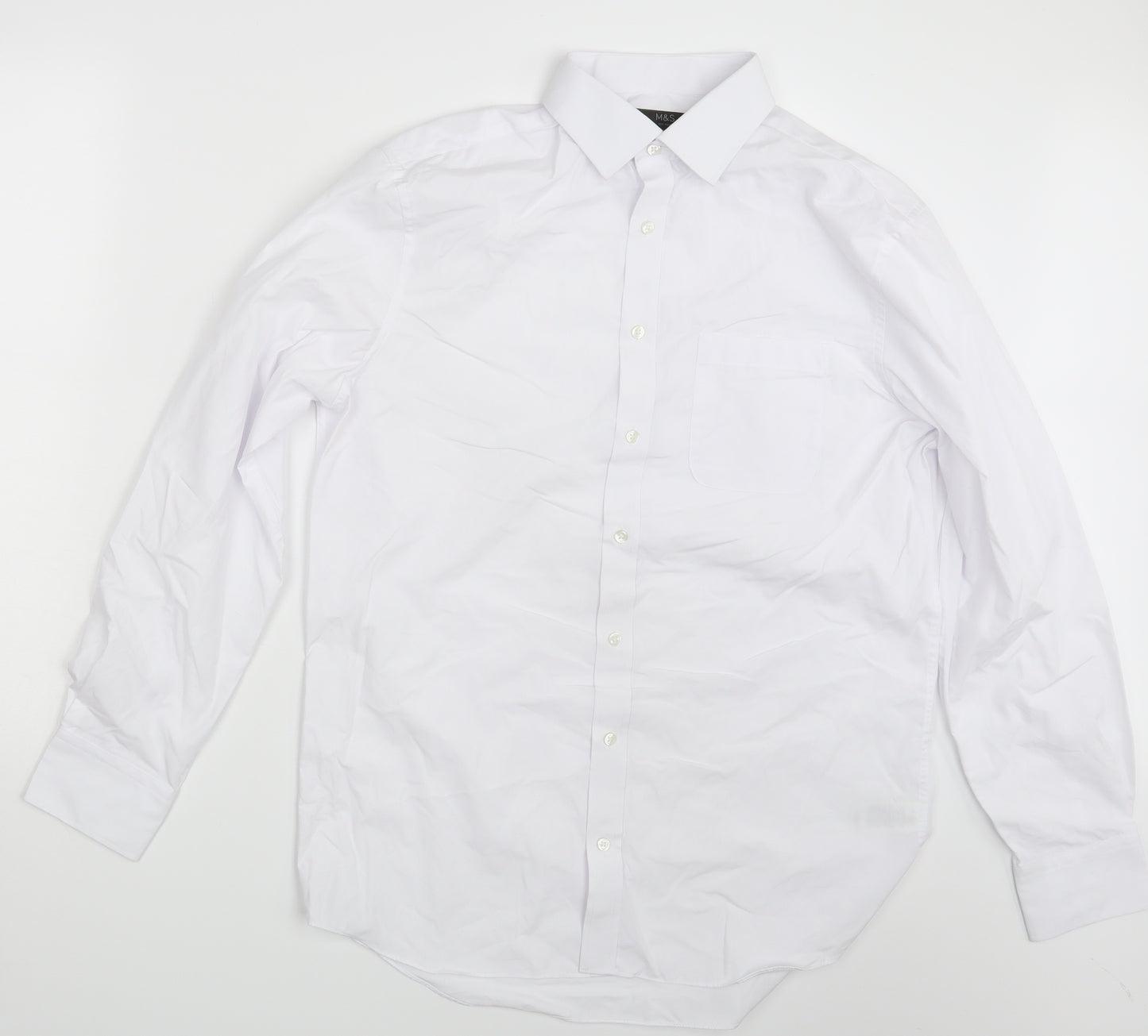 M&S Mens White    Button-Up Size 15.5