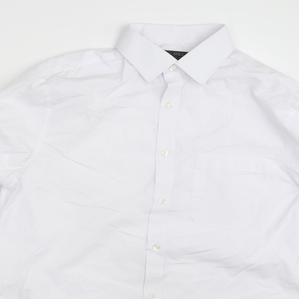 M&S Mens White    Button-Up Size 15.5