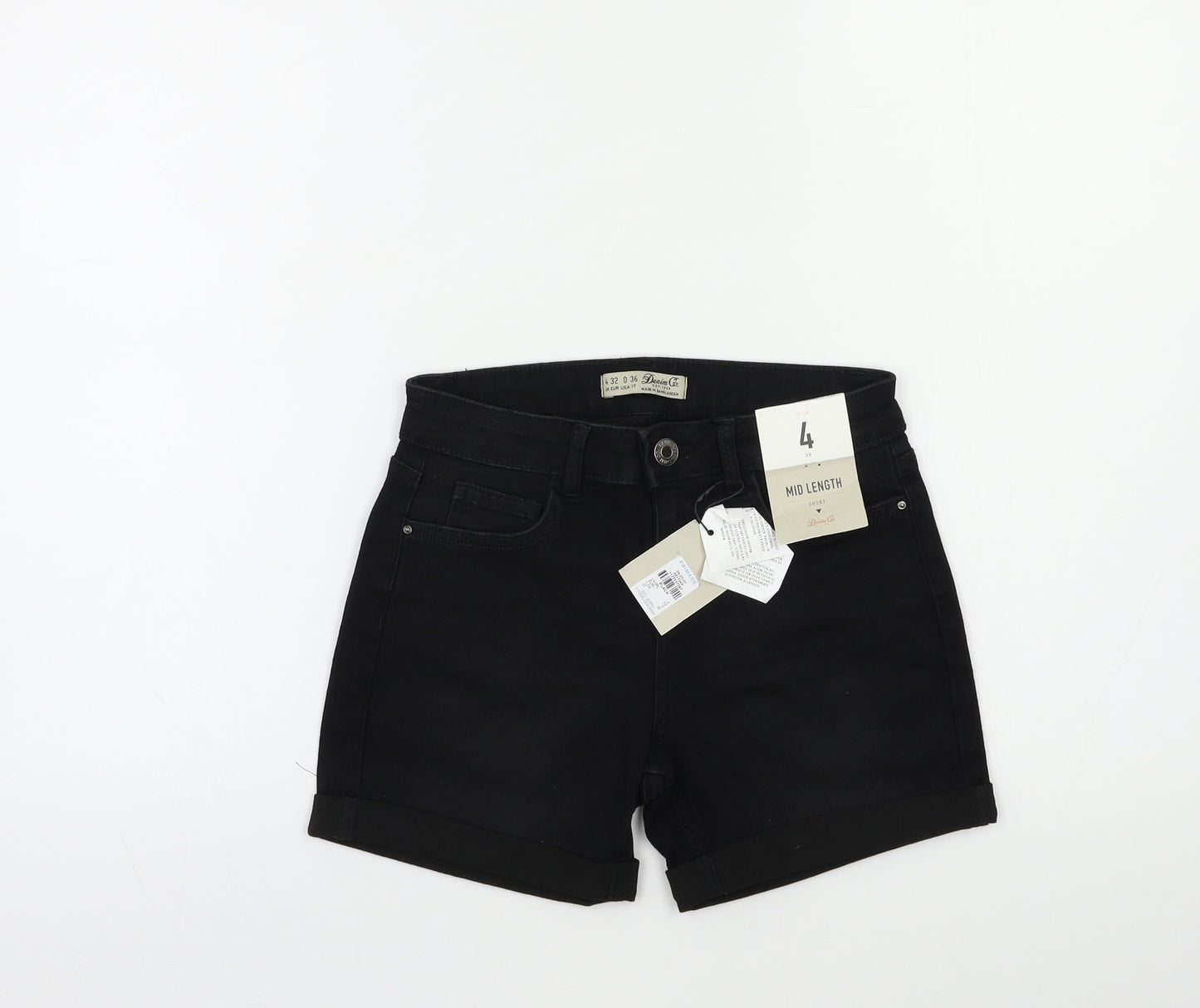Denim & Co. Womens Black  Denim Cut-Off Shorts Size 4