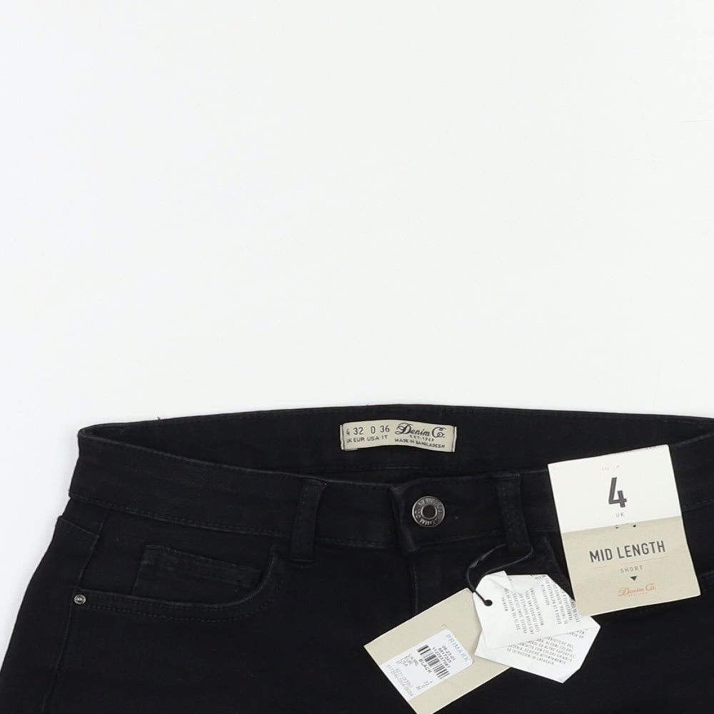 Denim & Co. Womens Black  Denim Cut-Off Shorts Size 4