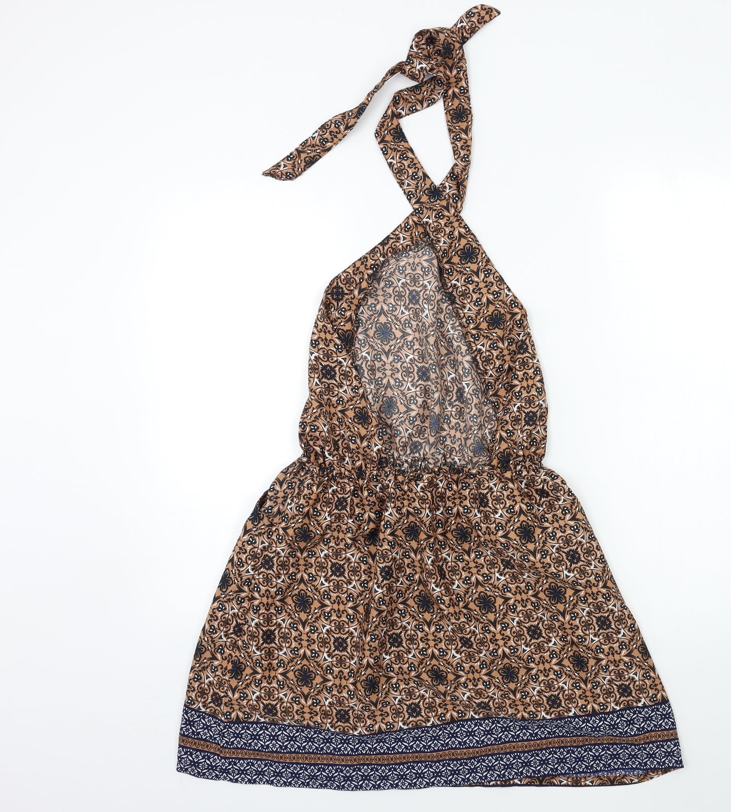 Boohoo Womens Brown Geometric  Playsuit One-Piece Size 4