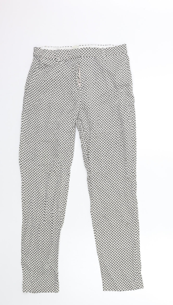 H&M Womens White Polka Dot  Trousers  Size 8 L27 in