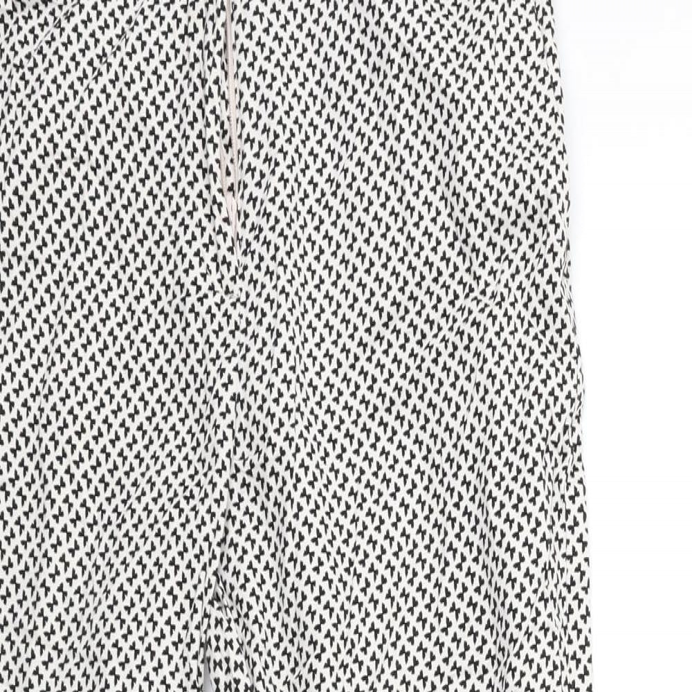 H&M Womens White Polka Dot  Trousers  Size 8 L27 in