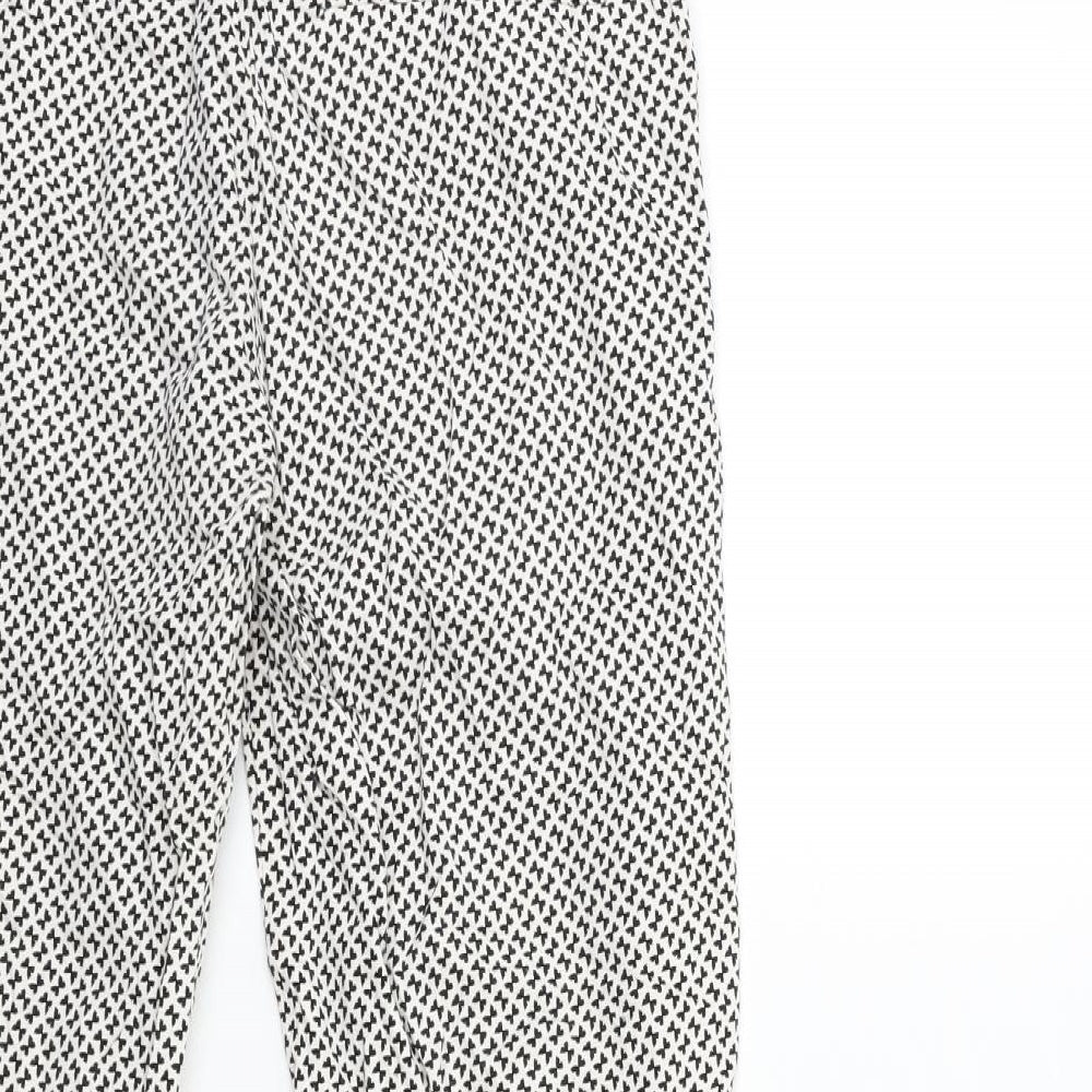 H&M Womens White Polka Dot  Trousers  Size 8 L27 in