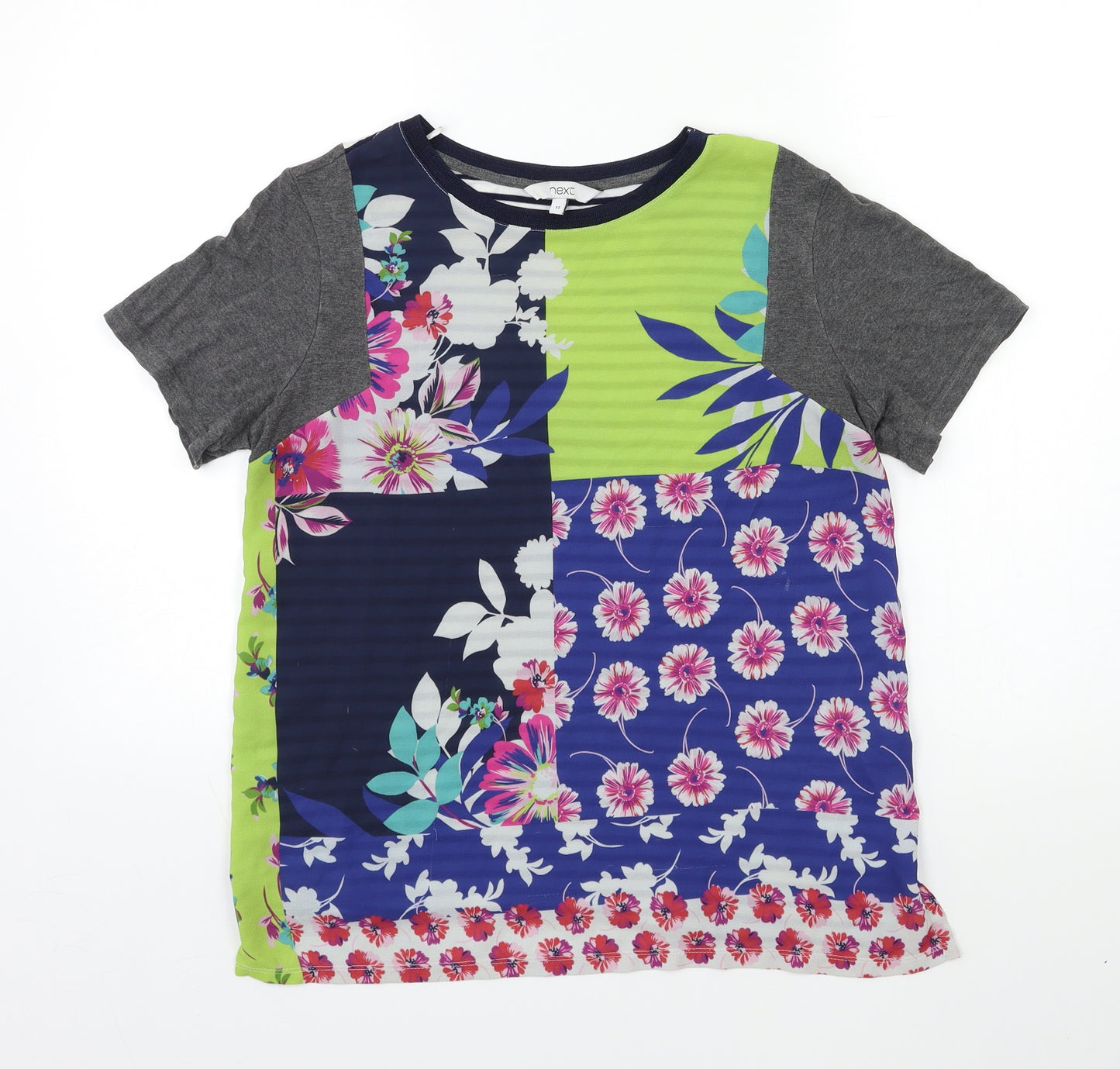 NEXT Womens Blue Floral  Basic T-Shirt Size 12