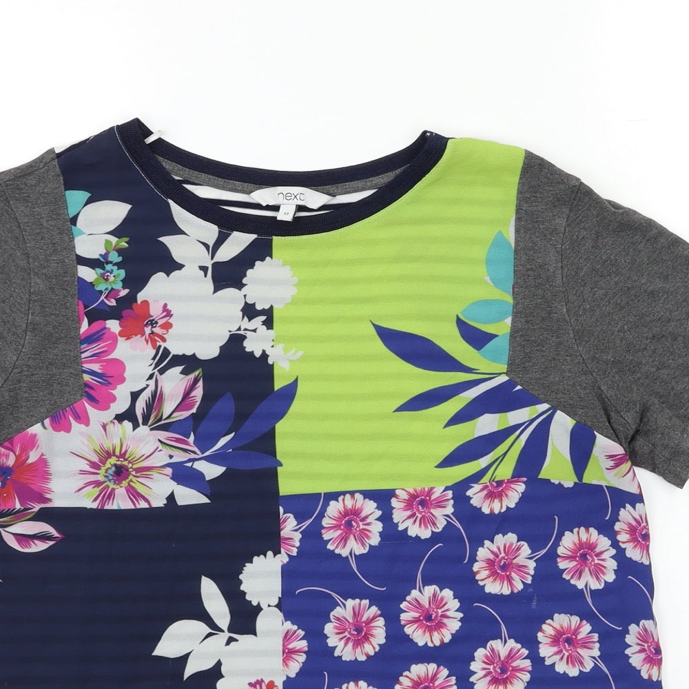 NEXT Womens Blue Floral  Basic T-Shirt Size 12