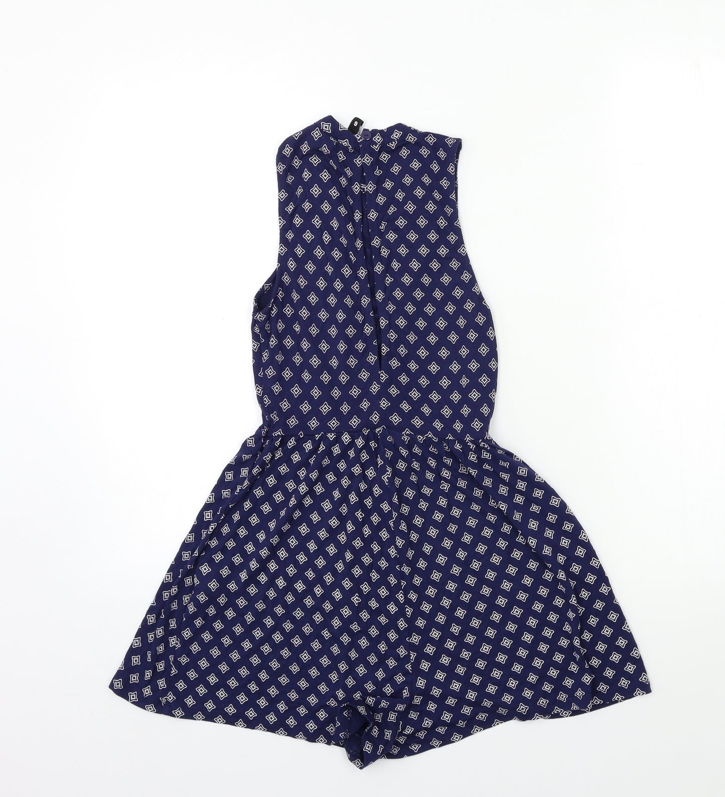 H&M Womens Blue Geometric  Playsuit One-Piece Size 6