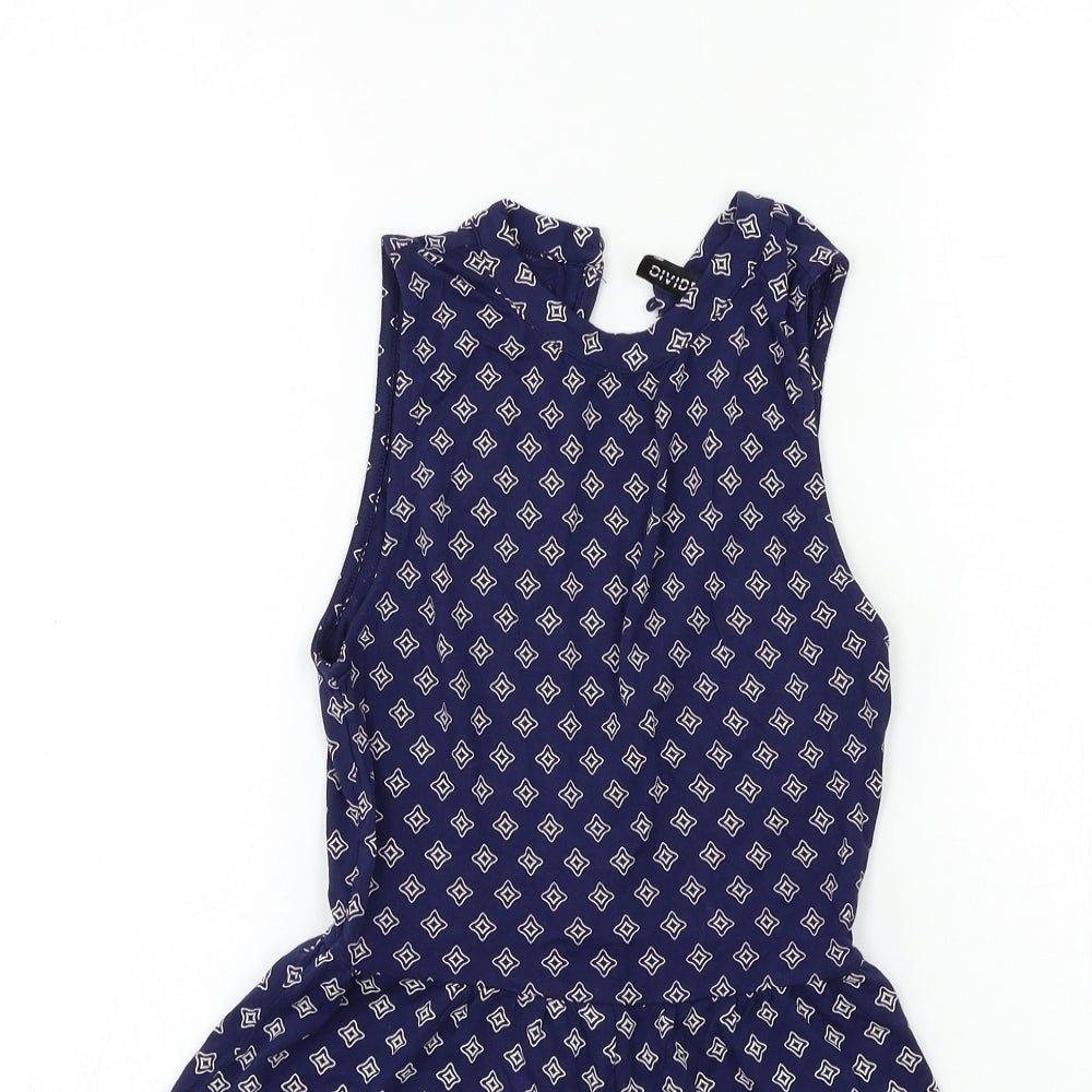 H&M Womens Blue Geometric  Playsuit One-Piece Size 6