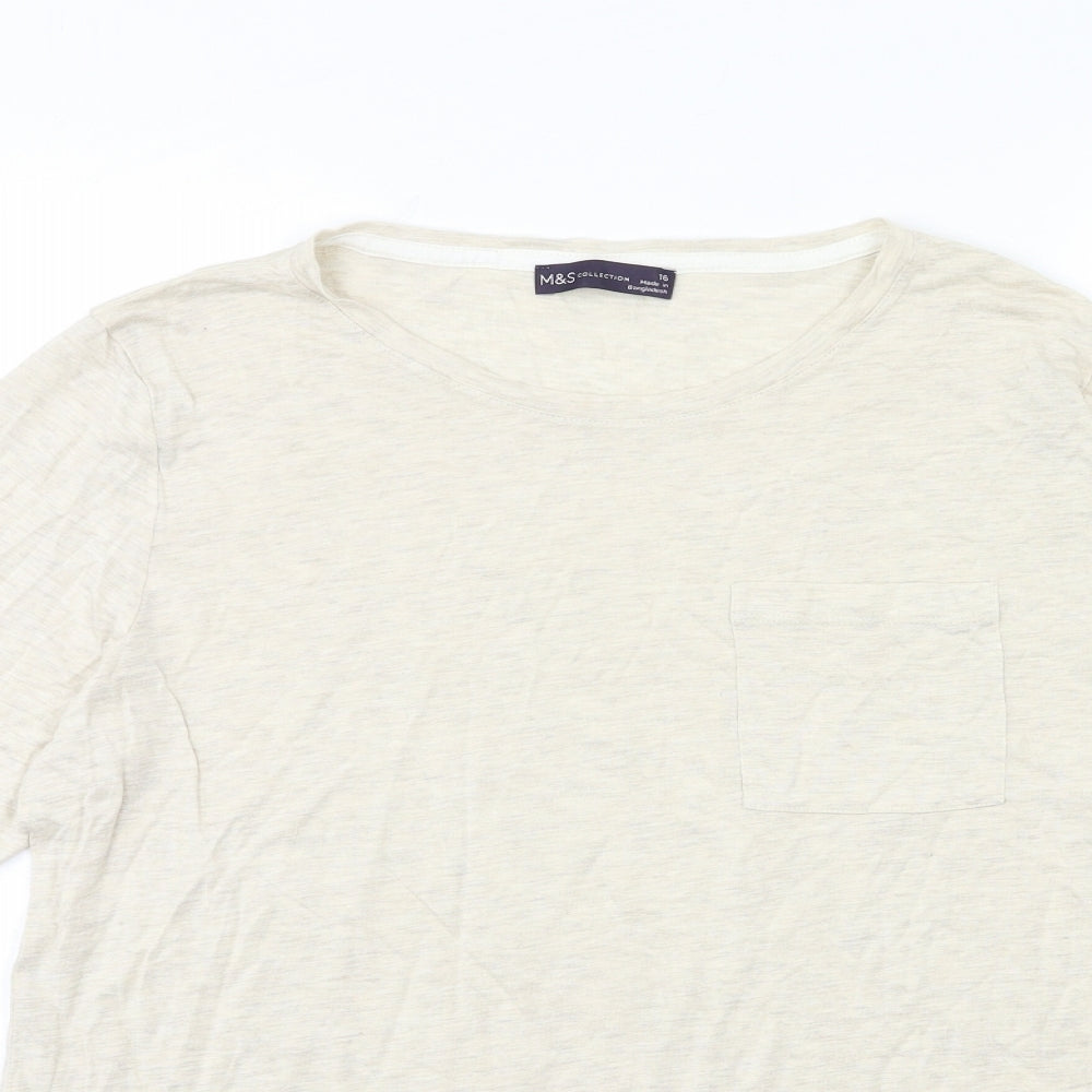 Marks and Spencer Womens Beige   Basic T-Shirt Size 16