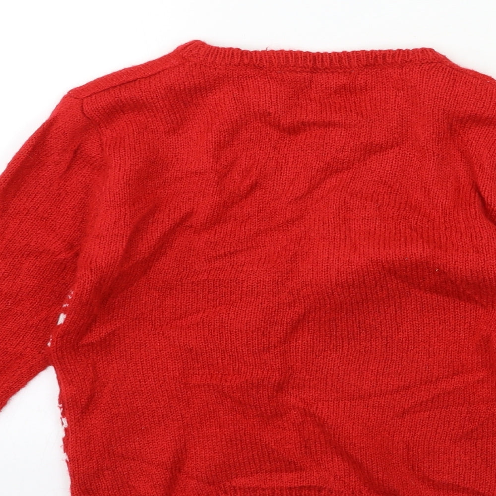 Disney Girls Red  Knit Pullover Jumper Size 8-9 Years  - MICKEY MOUSE