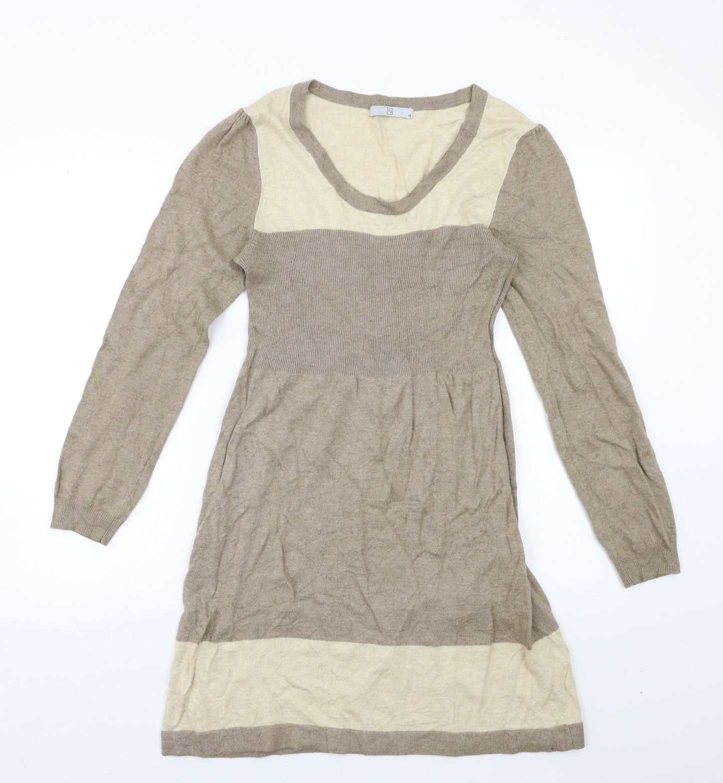 TU Womens Beige  Knit Jumper Dress  Size 12
