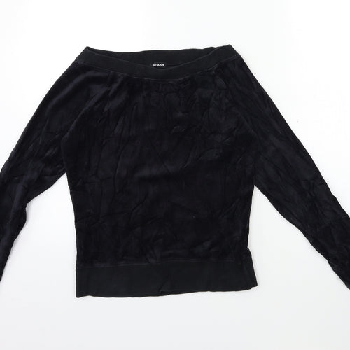 Remain Womens Black  Velour Pullover Sweatshirt Size S