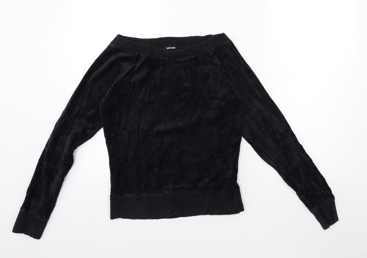 Remain Womens Black  Velour Pullover Sweatshirt Size S