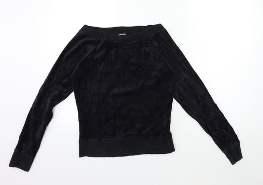 Remain Womens Black  Velour Pullover Sweatshirt Size S