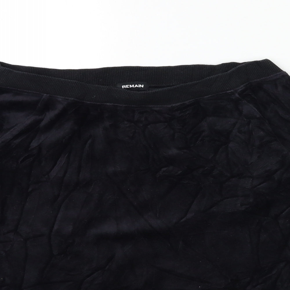 Remain Womens Black  Velour Pullover Sweatshirt Size S