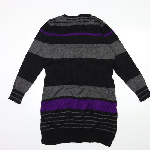 Debenhams Womens Black Striped Knit Jumper Dress  Size 16