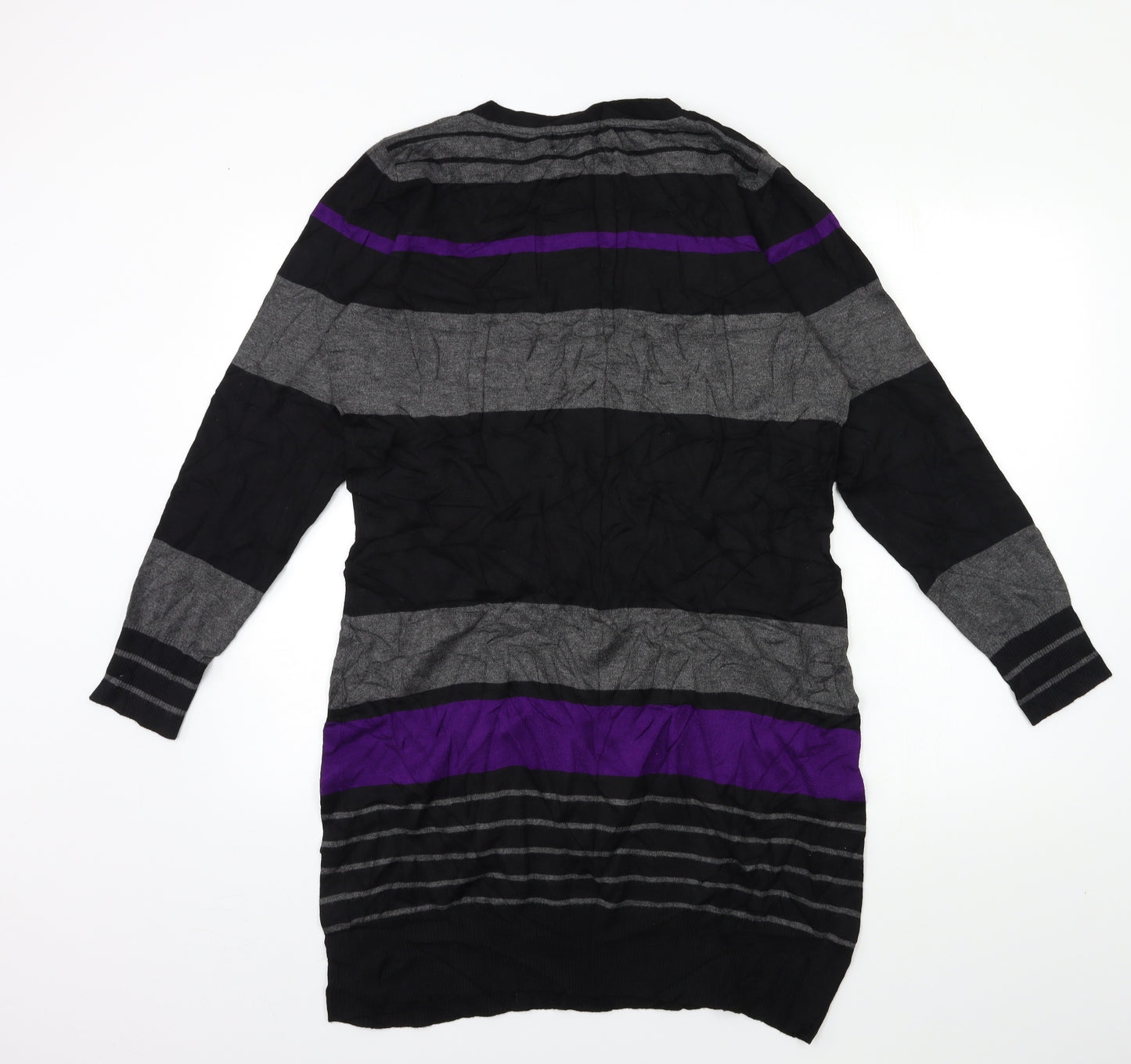 Debenhams Womens Black Striped Knit Jumper Dress  Size 16