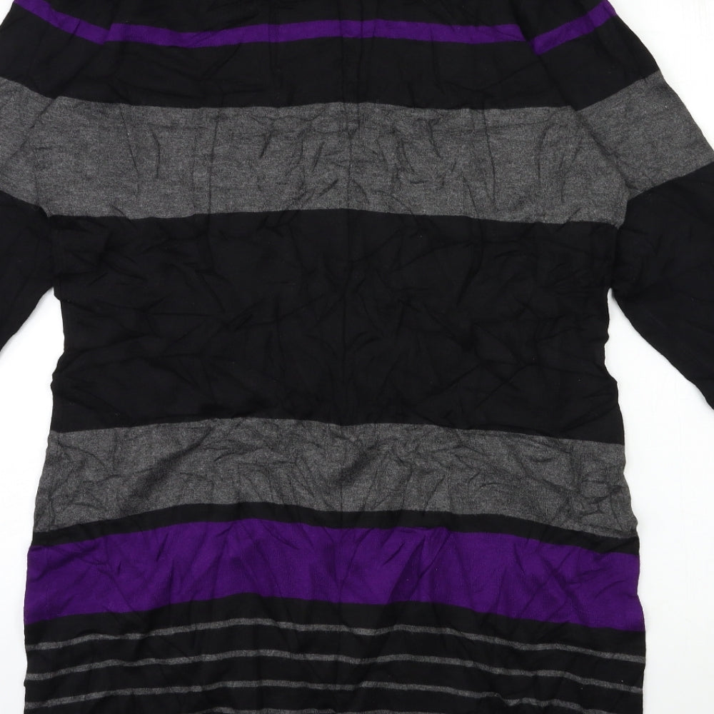 Debenhams Womens Black Striped Knit Jumper Dress  Size 16