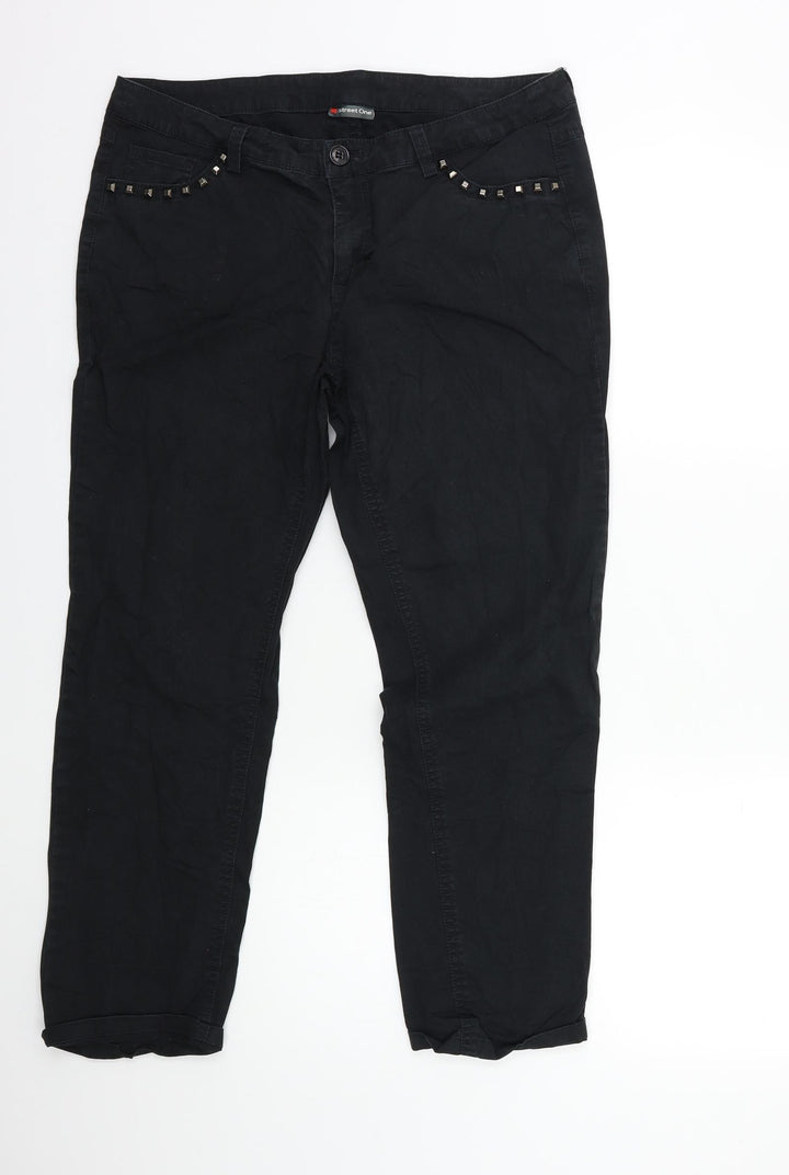 Street One Womens Black  Denim Straight Jeans Size 34 in L25 in