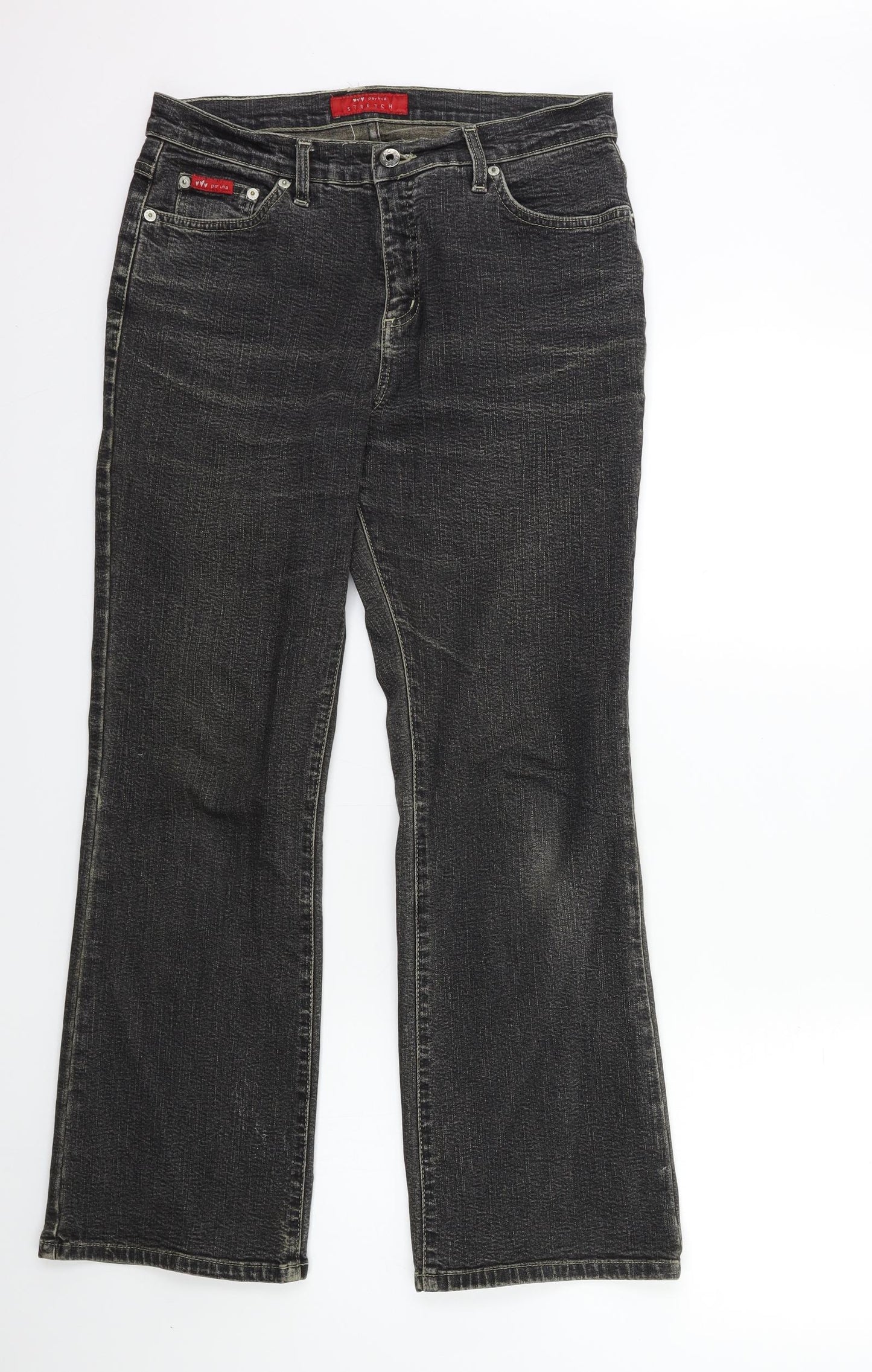 Per Una Womens Black  Denim Flared Jeans Size 12 L30 in
