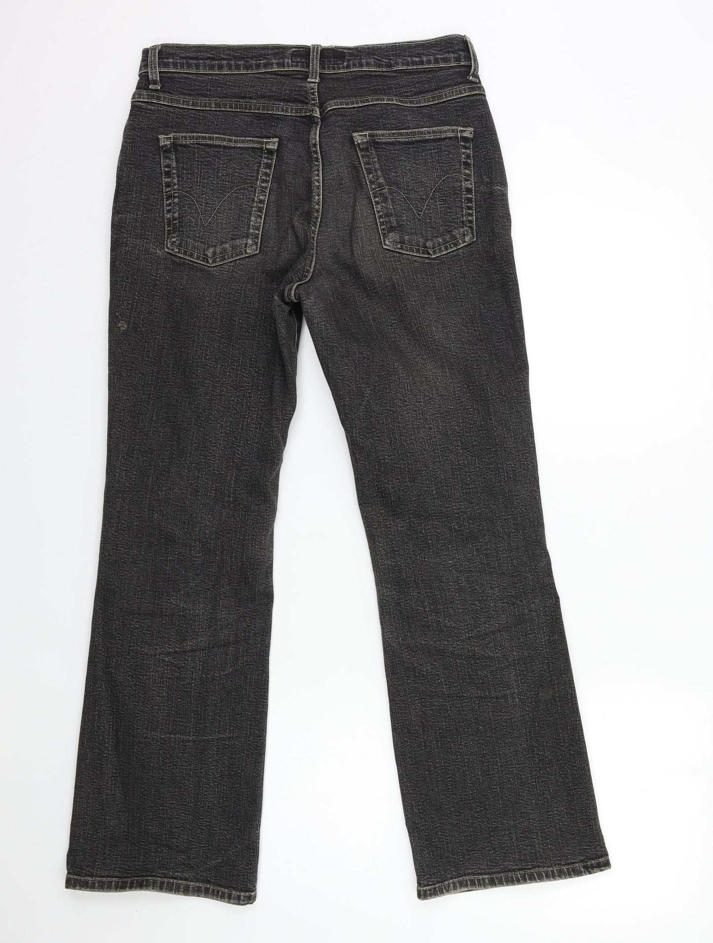 Per Una Womens Black  Denim Flared Jeans Size 12 L30 in