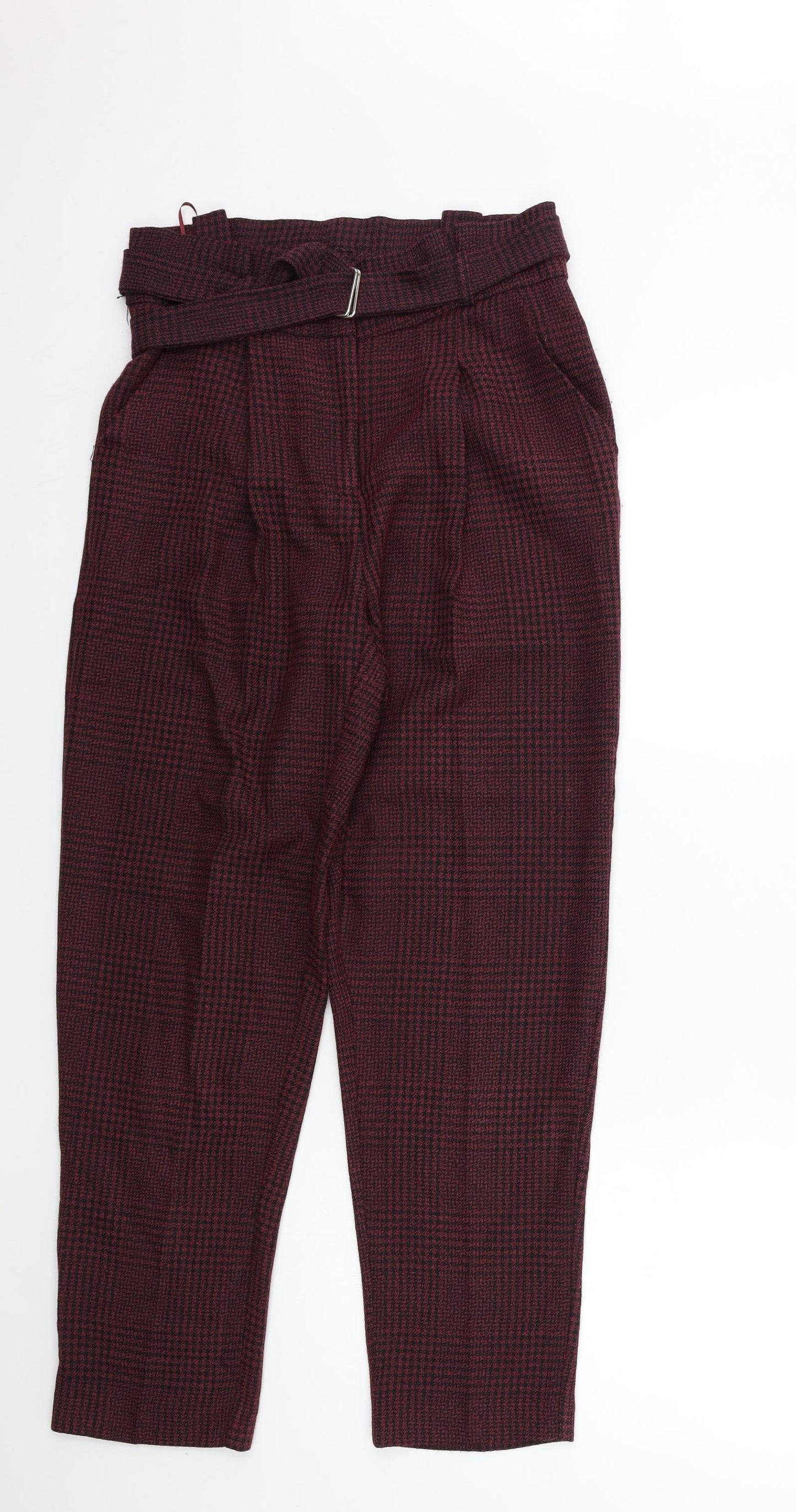 New Look Womens Red Check  Trousers  Size 8 L27 in