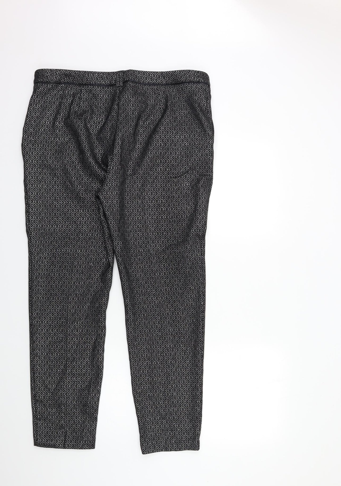 Wallis Womens Black Geometric  Trousers  Size 16 L30 in