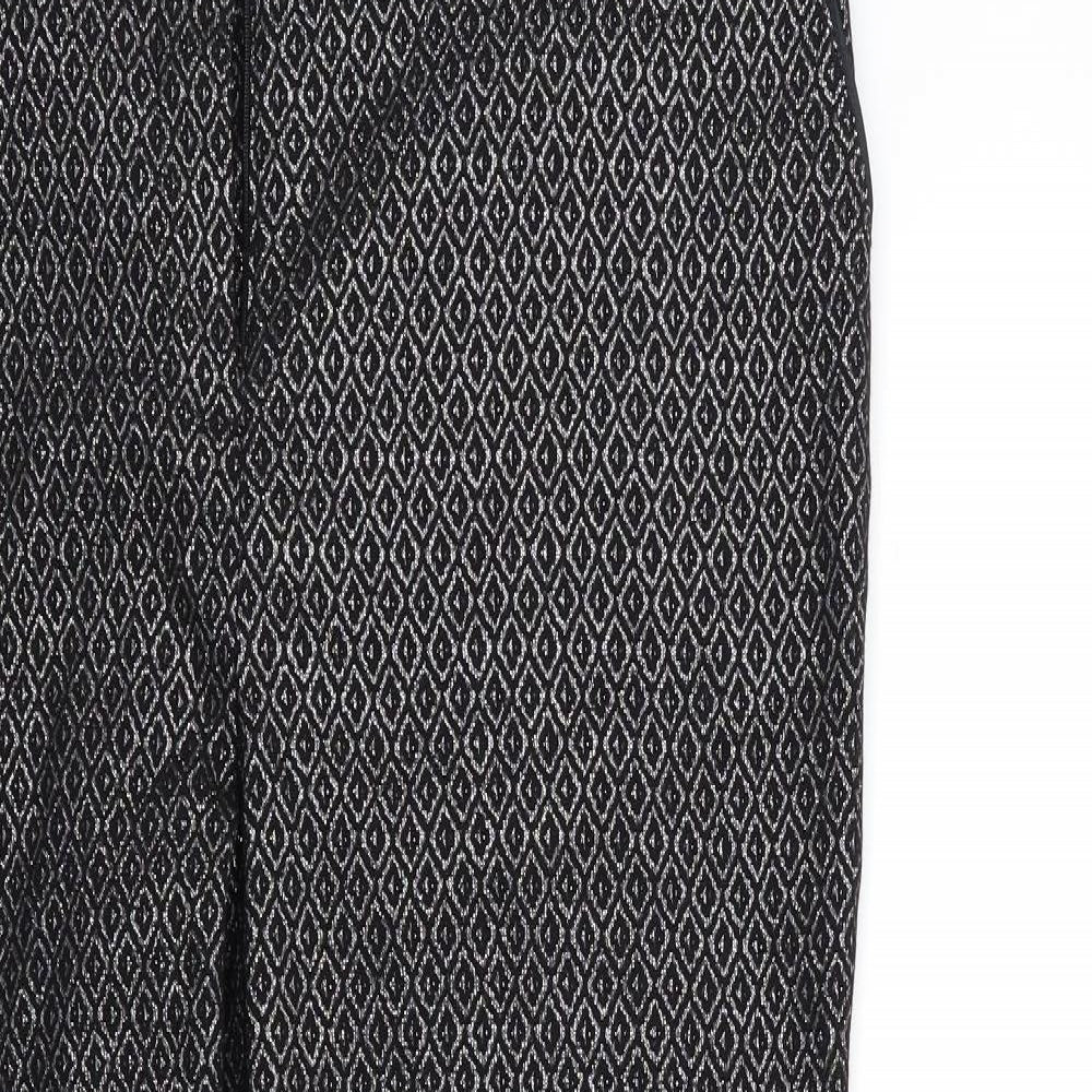 Wallis Womens Black Geometric  Trousers  Size 16 L30 in