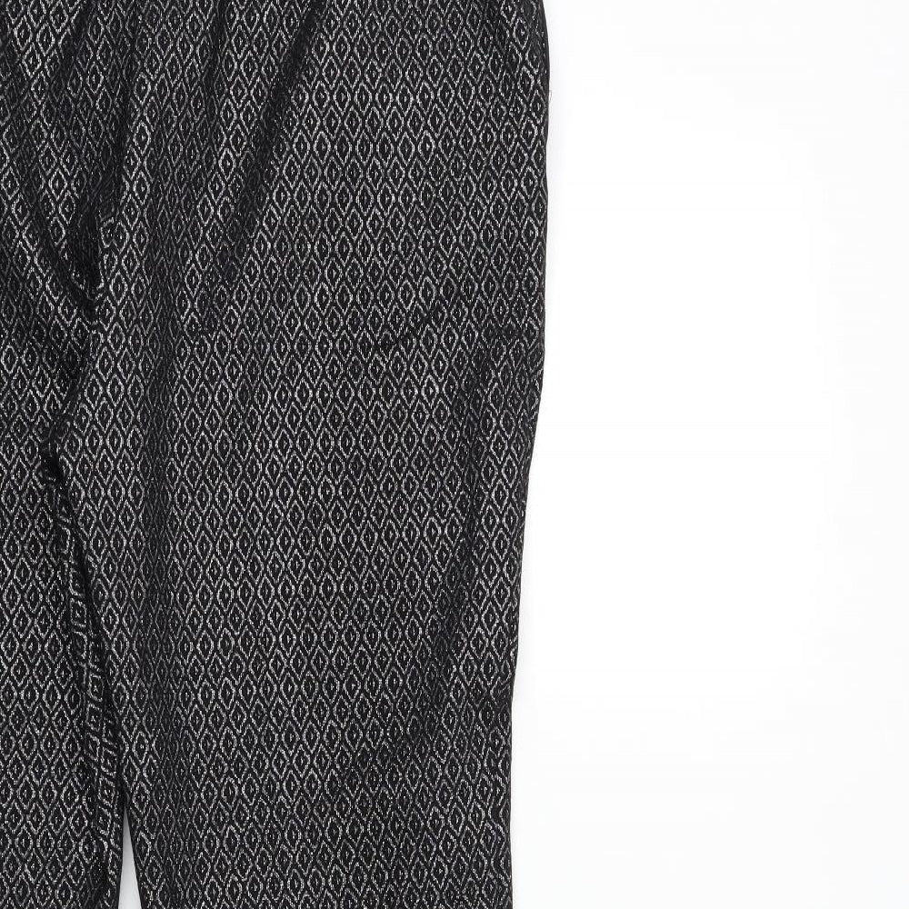 Wallis Womens Black Geometric  Trousers  Size 16 L30 in