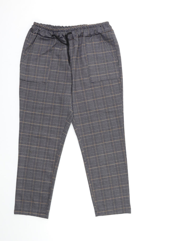 ROMWE Womens Blue Check Trousers Size XL L27 in