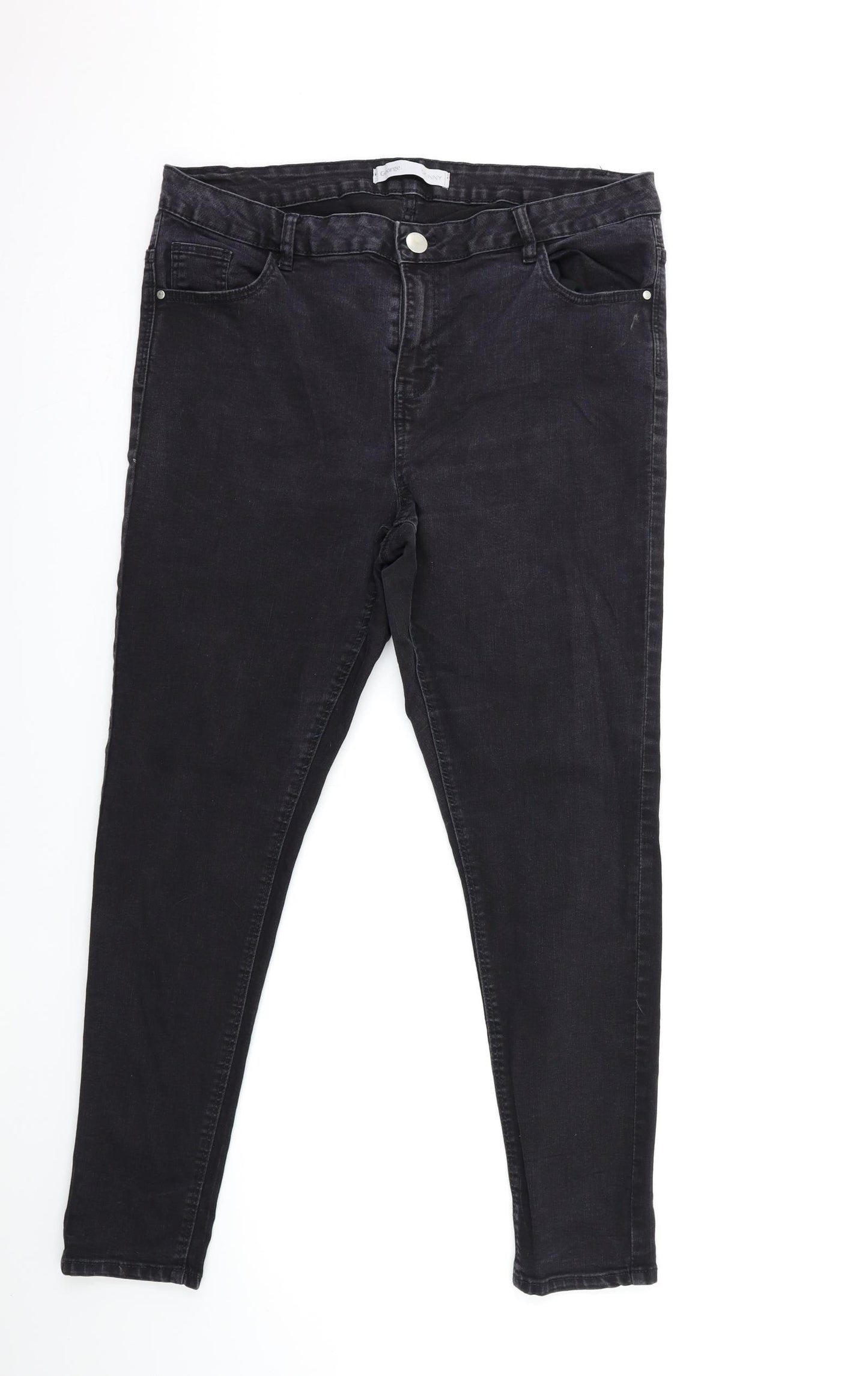 George Mens Black  Denim Skinny Jeans Size 18 L28 in
