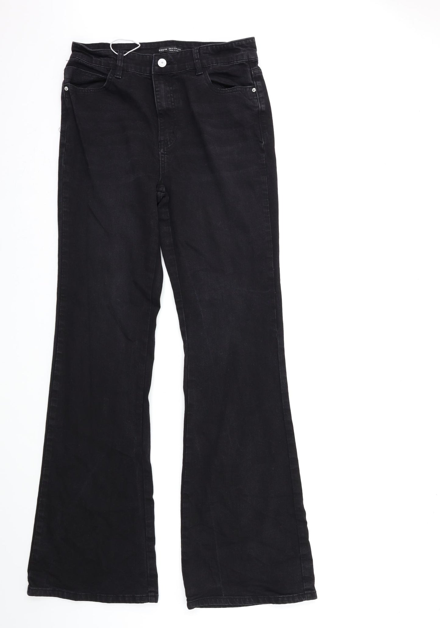 SheIn Womens Black  Denim Flared Jeans Size 32 in L33 in