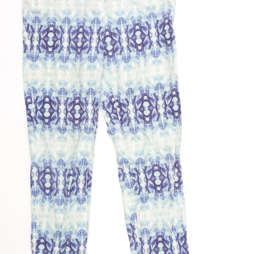 H&M Womens Blue Geometric  Trousers  Size 10 L26 in