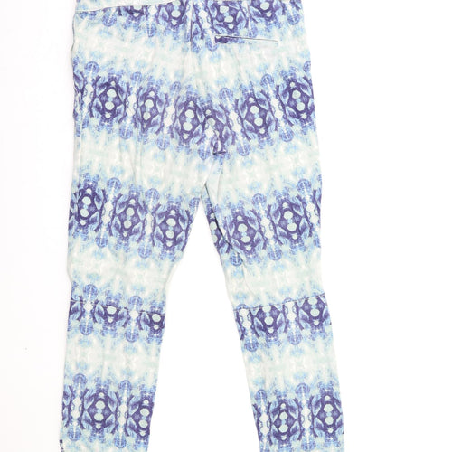 H&M Womens Blue Geometric  Trousers  Size 10 L26 in