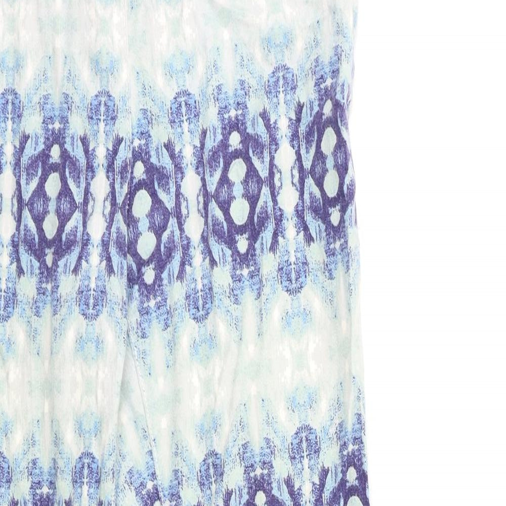H&M Womens Blue Geometric  Trousers  Size 10 L26 in