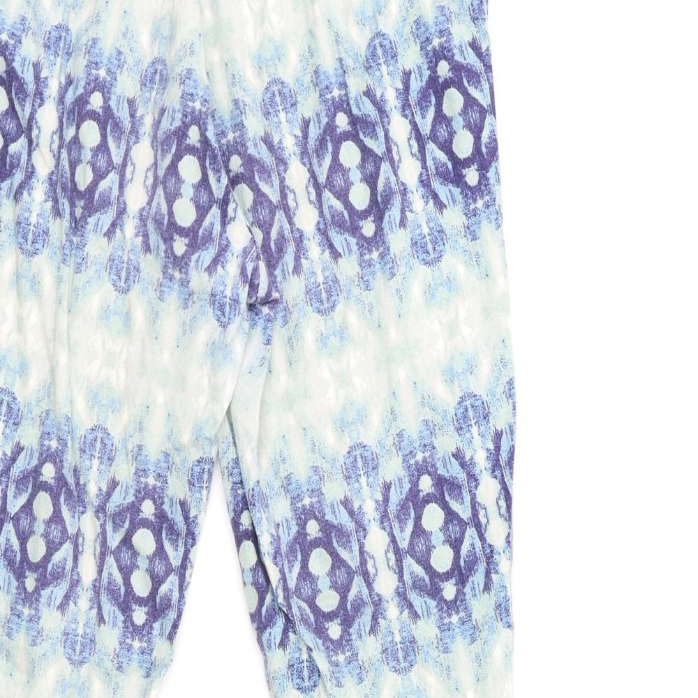 H&M Womens Blue Geometric  Trousers  Size 10 L26 in
