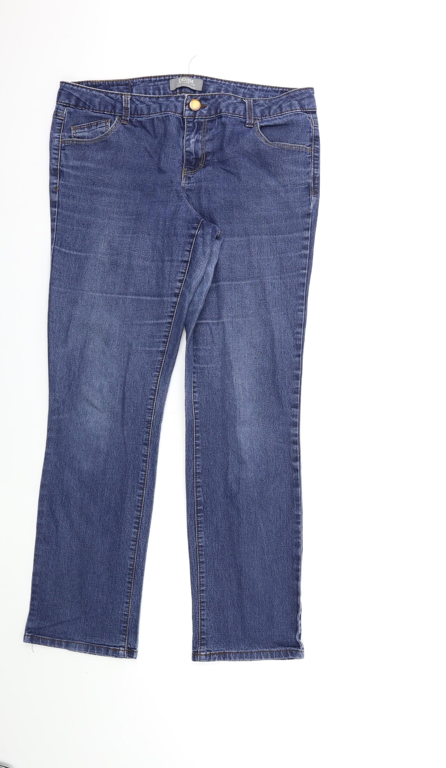 Dorothy Perkins Womens Blue  Denim Straight Jeans Size 14 L30 in